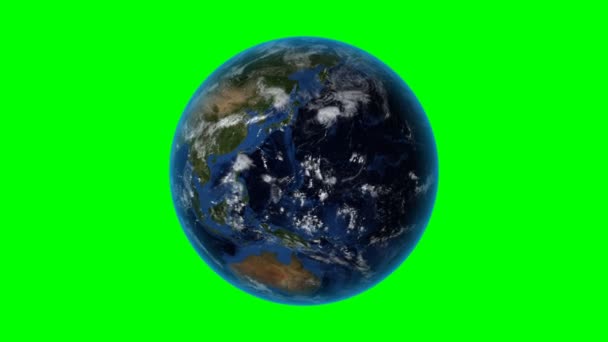 Лаос. 3D Земля в космосе - увеличьте изображение Лаоса. Зеленый фон экрана — стоковое видео