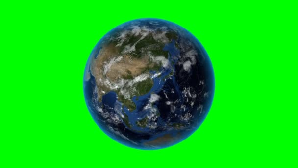 罗马尼亚。3d地球在太空 - 放大罗马尼亚概述。绿色屏幕背景 — 图库视频影像