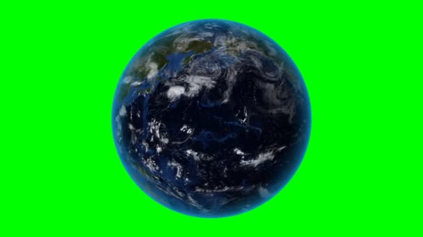 Южная Корея. 3D Земля в космосе - увеличьте изображение Южной Кореи. Зеленый фон экрана — стоковое видео