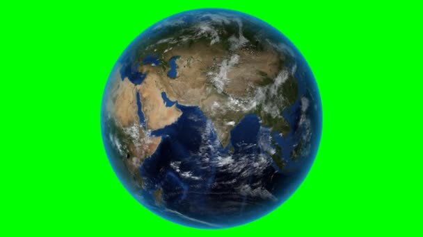 Tunisien. 3D Earth i rymden-zooma in på Tunisien beskrivs. Grön skärm bakgrund — Stockvideo