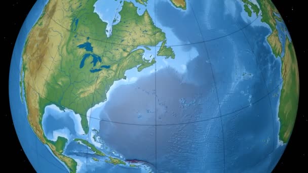 Zona Norte do Hemisfério. Globo físico com lagos e rios. Fecha. Loopable — Vídeo de Stock