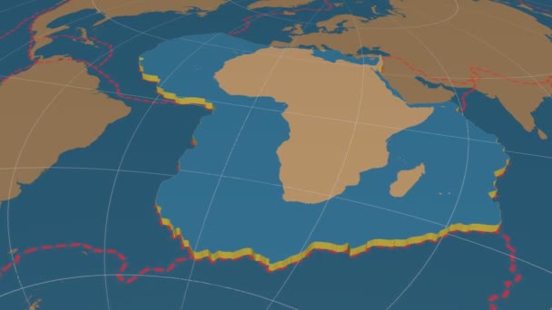 Afrikansk tektonisk platta extruderad. Fasta ämnen — Stockvideo