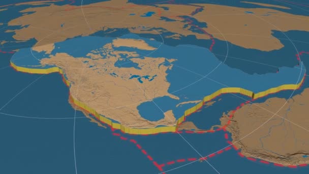 Płyta tektoniczna z Ameryki Północnej wytłaczana. Uderzeń — Wideo stockowe