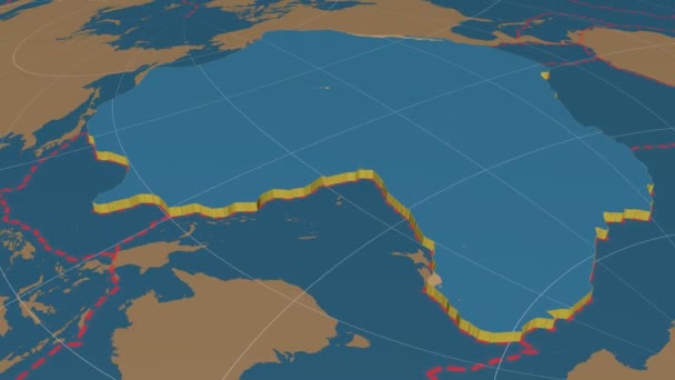 Pacifische tectonische plaat geëxtrudeerd. Vaste stoffen — Stockvideo