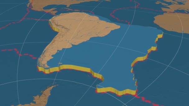 Zuid-Amerikaanse tektonische plaat geëxtrudeerd. Hobbels — Stockvideo