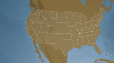 Kaliforniya eyaleti (ABD) Kuzey Amerika'nın yükseklik haritasıüzerinde ekstrüzyon