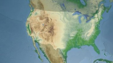 Kaliforniya eyaleti (ABD) Kuzey Amerika'nın fiziksel haritasında ekstrüzyon