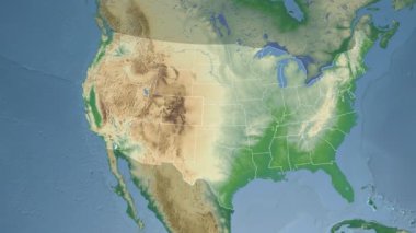 Colorado eyaleti (ABD) Kuzey Amerika'nın fiziksel haritasında ekstrüzyon