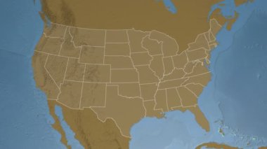 Delaware eyaleti (ABD) Kuzey Amerika'nın yükseklik haritasında ekstrüzyon