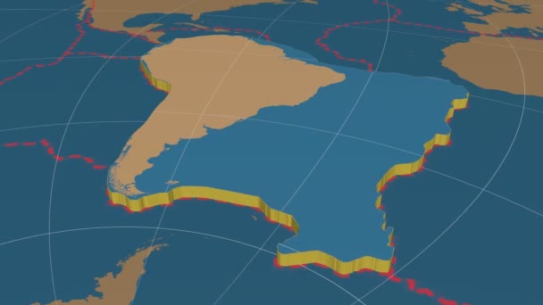 Południowoamerykańska płyta tektoniczna wytłaczana. Brył — Wideo stockowe