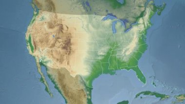 Florida eyaleti (ABD) Kuzey Amerika'nın fiziksel haritasında ekstrüzyon