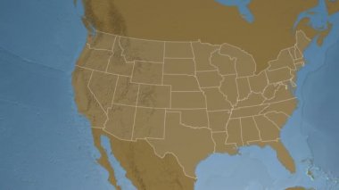 Idaho eyaleti (ABD) Kuzey Amerika'nın yükseklik haritasında ekstrüzyon