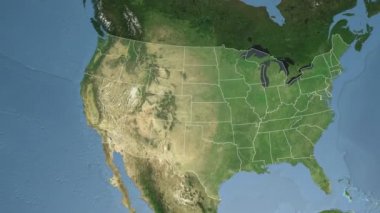 Idaho eyaleti (ABD) Kuzey Amerika uydu haritasıüzerinde ekstrüzyon