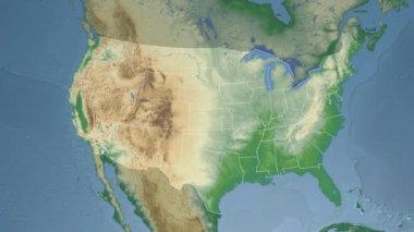 Iowa eyaleti (ABD) Kuzey Amerika'nın fiziksel haritasında ekstrüzyon