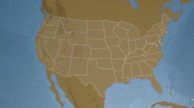 Kansas eyaleti (ABD) Kuzey Amerika'nın yükseklik haritasıüzerinde ekstrüzyon