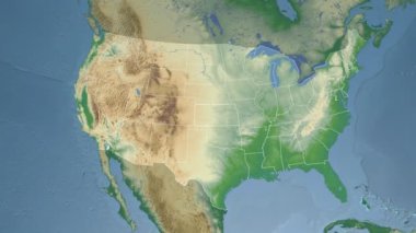 Kansas eyaleti (ABD) Kuzey Amerika'nın fiziksel haritasında ekstrüzyon