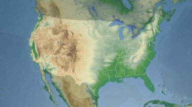 Kentucky eyaleti (ABD) Kuzey Amerika'nın fiziksel haritasında ekstrüzyon