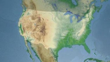 Missouri eyaleti (ABD) Kuzey Amerika'nın fiziksel haritasında ekstrüzyon