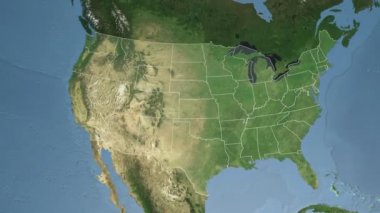 Nebraska eyaleti (ABD) Kuzey Amerika uydu haritasıüzerinde ekstrüzyon