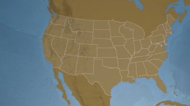 Nevada eyaleti (ABD) Kuzey Amerika'nın yükseklik haritasıüzerinde ekstrüzyon