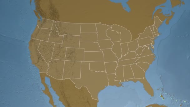 État du Michigan (États-Unis) extrudé sur la carte de l'altitude de l'Amérique du Nord — Video