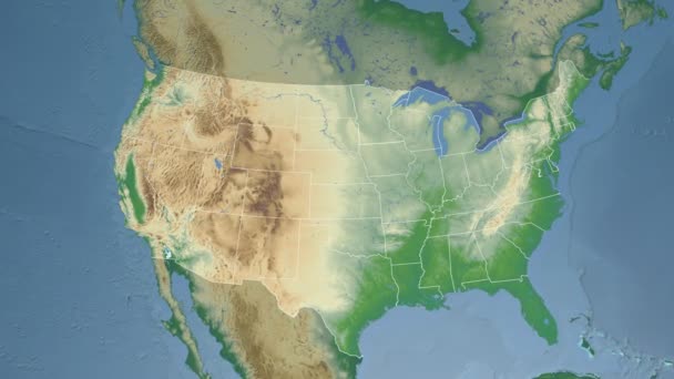 Minnesota stát (USA) na fyzické mapě Severní Ameriky — Stock video
