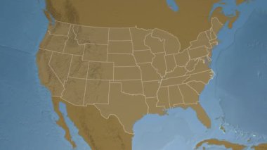 Kuzey Carolina eyaleti (ABD) Kuzey Amerika'nın yükseklik haritasıüzerinde ekstrüzyon