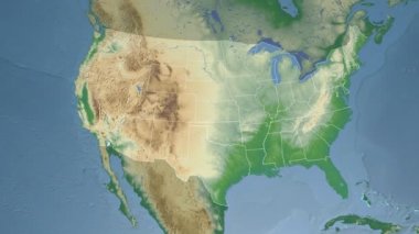 Oklahoma eyaleti (ABD) Kuzey Amerika'nın fiziksel haritasında ekstrüzyon