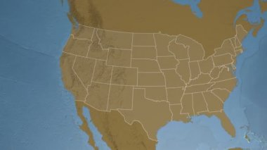 Oregon eyaleti (ABD) Kuzey Amerika'nın yükseklik haritasıüzerinde ekstrüzyon