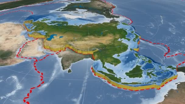 Eurasische tektonische Platte extrudiert. blauer Marmor — Stockvideo