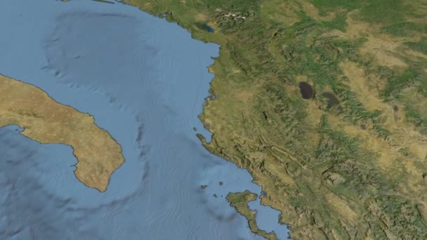 Albánie, klouzat přes mapu, nastíněná — Stock video