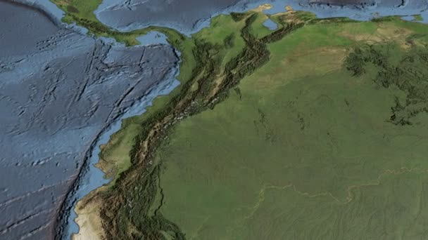 Kolombiya, harita üzerinde kayma, özetlenen — Stok video