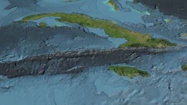 Küba, harita üzerinde kayma, özetlenen