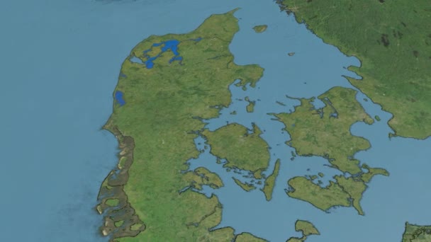 Dánsko, na mapě klouzat, nastíněno — Stock video