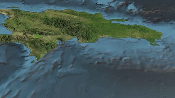 Dominikanische Republik, gleiten über die Landkarte, umrissen — Stockvideo