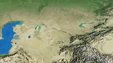 Kazakistan, harita üzerinde kayma, özetlenen