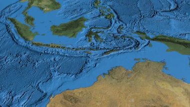 Endonezya, harita üzerinde kayma, özetlenen