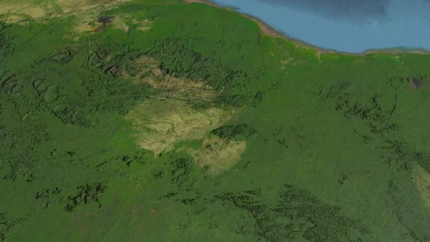 Guyana, harita üzerinde kayma, özetlenen — Stok video