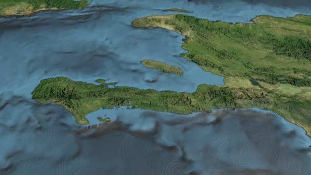 Haiti, meluncur di atas peta, digariskan — Stok Video