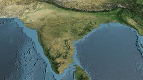 Индия, скольжение по карте, в общих чертах — стоковое видео