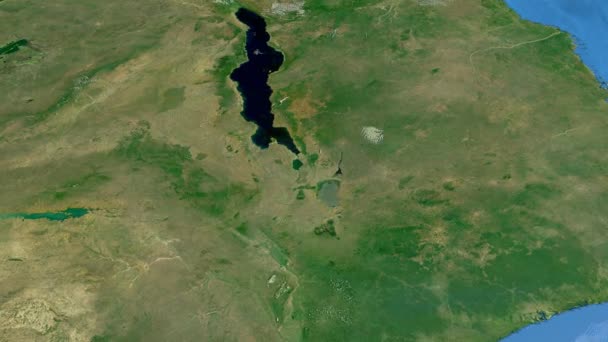 Malawi, skluz přes mapu, nastíněn — Stock video