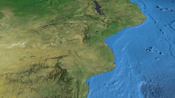 Mozambik, meluncur di atas peta, digariskan — Stok Video