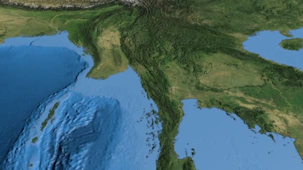 Мьянма, проплыть над картой, наметил — стоковое видео