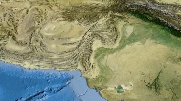 Pakistan, meluncur di atas peta, diuraikan — Stok Video