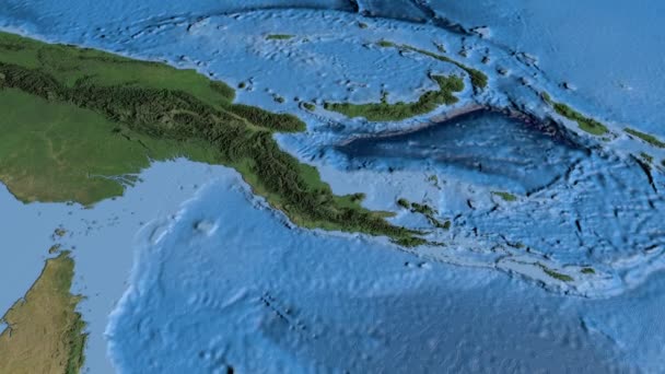 Papoea-Nieuw-Guinea, glijden over de kaart, geschetst — Stockvideo