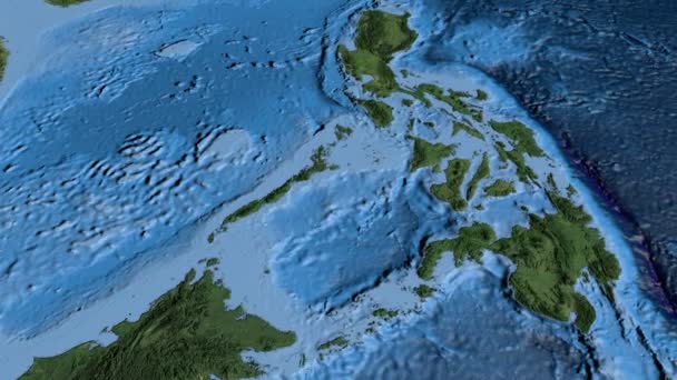 Philippines, glide over the map, outlined — Stock Video