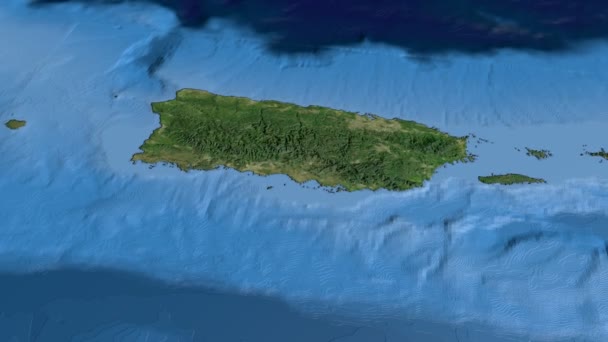 Puerto rico, gleiten Sie über die Landkarte, umrissen — Stockvideo