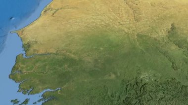 Senegal, harita üzerinde kayma, özetlenen