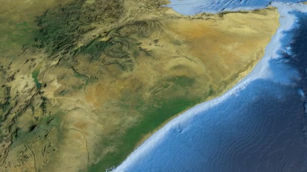 Somalien, gleiten über die Landkarte, umrissen — Stockvideo