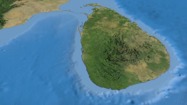 Sri Lanka, glide over the map, outlined — Stock Video